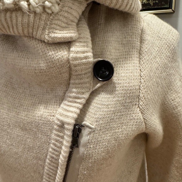 ✨ Gap Lambswool Asymmetrical Zip Cardigan - Cozy Sherpa Collar - XS - Picture 6 of 16